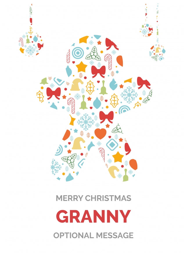 Merry Christmas Card for Granny - Gingerbread Man Icons