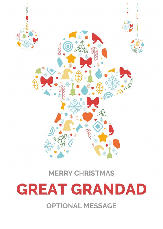 Merry Christmas Card for Great Grandad - Gingerbread Man Icons