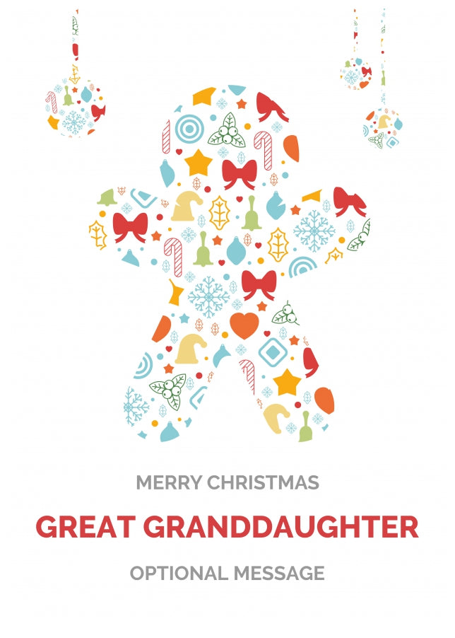 Merry Christmas Card for Great Granddaughter - Gingerbread Man Icons