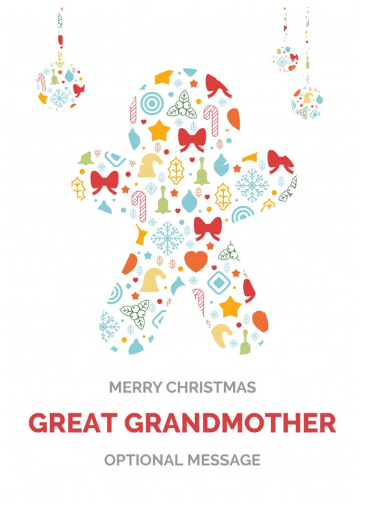 Merry Christmas Card for Great Grandmother - Gingerbread Man Icons