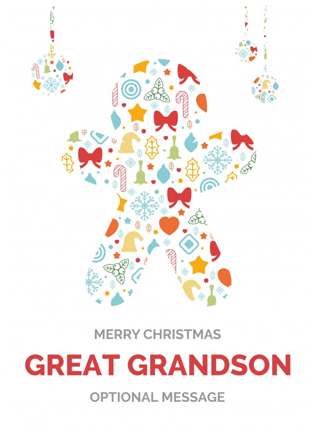 Merry Christmas Card for Great Grandson - Gingerbread Man Icons