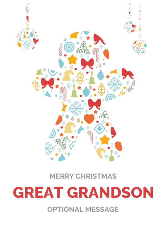 Merry Christmas Card for Great Grandson - Gingerbread Man Icons