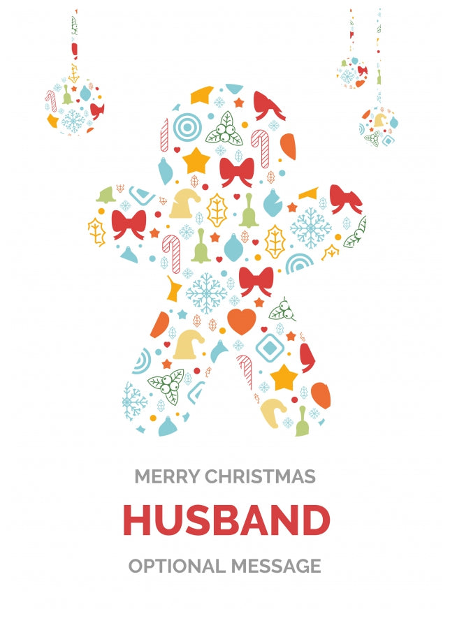 Merry Christmas Card for Husband - Gingerbread Man Icons