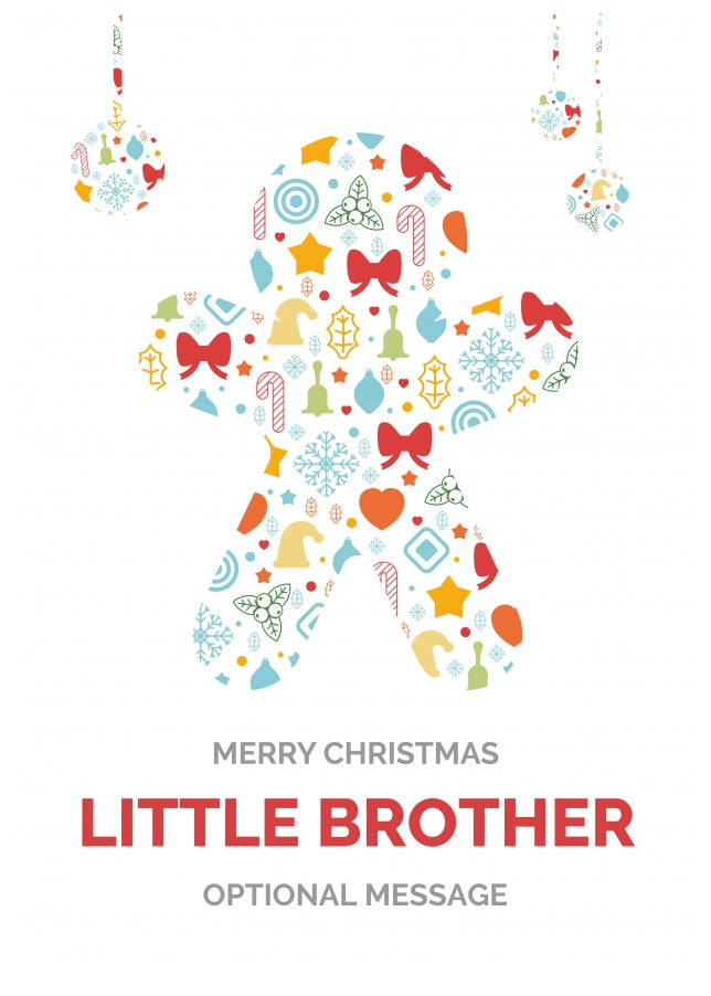 Merry Christmas Card for Little Brother - Gingerbread Man Icons