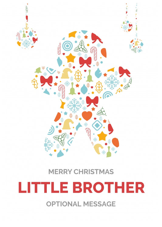 Merry Christmas Card for Little Brother - Gingerbread Man Icons