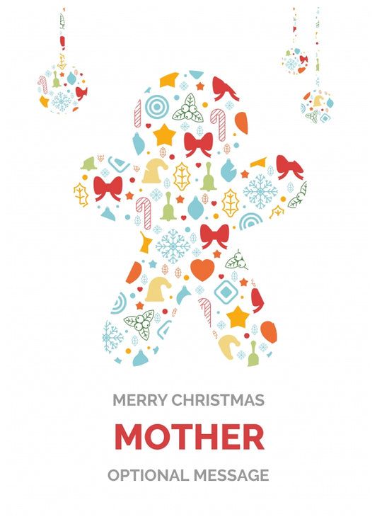 Merry Christmas Card for Mother - Gingerbread Man Icons