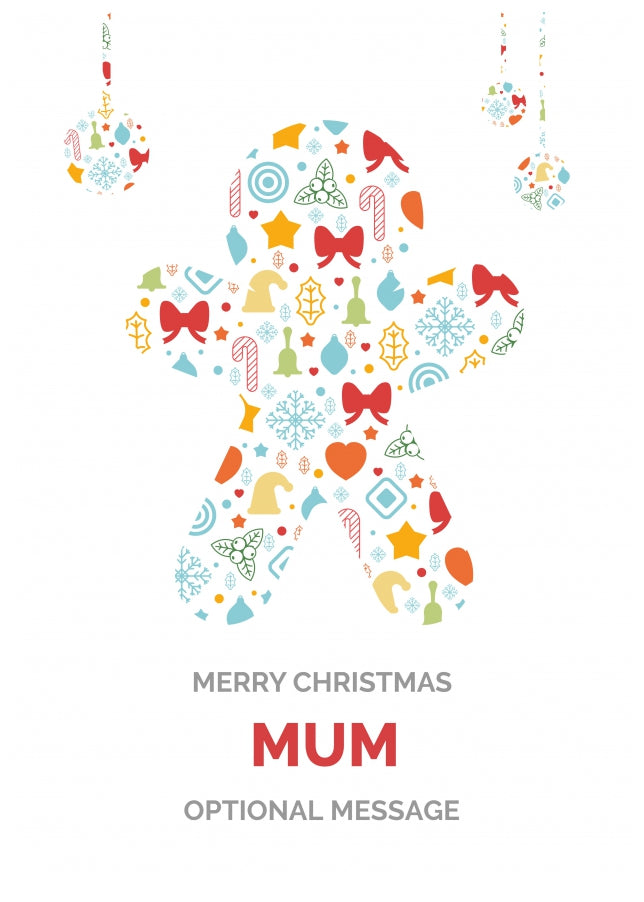 Merry Christmas Card for Mum - Gingerbread Man Icons