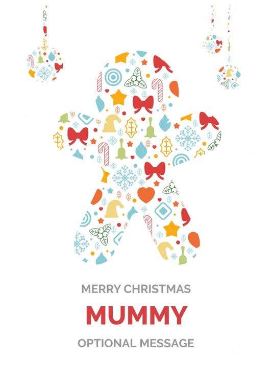 Merry Christmas Card for Mummy - Gingerbread Man Icons