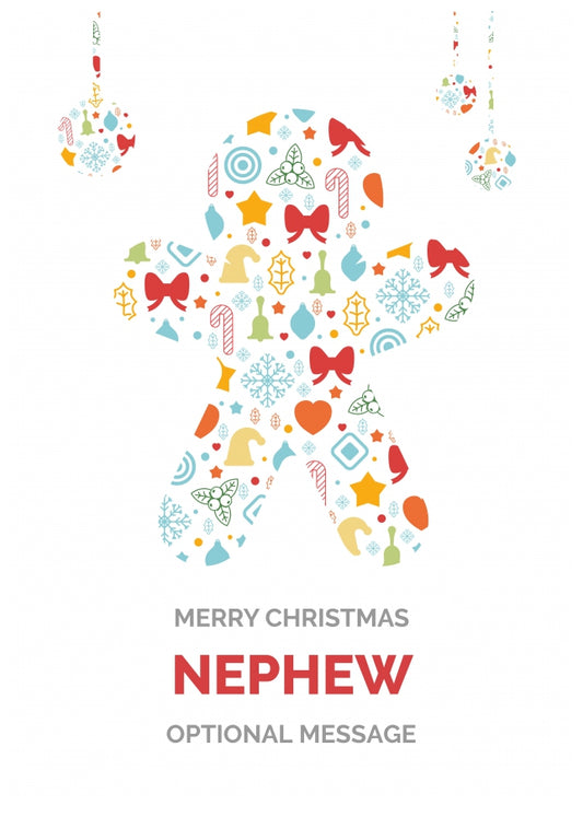 Merry Christmas Card for Nephew - Gingerbread Man Icons