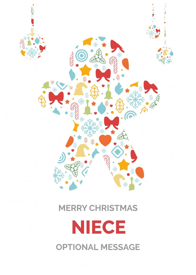 Merry Christmas Card for Niece - Gingerbread Man Icons