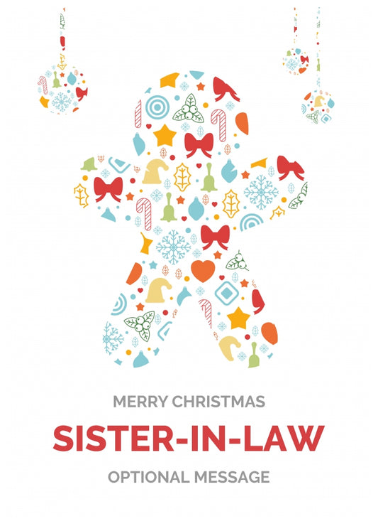 Merry Christmas Card for Sister-in-law - Gingerbread Man Icons