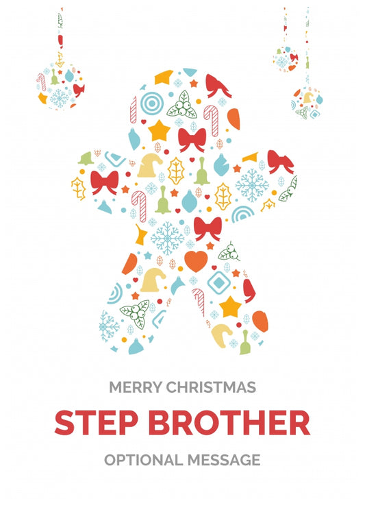 Merry Christmas Card for Step Brother - Gingerbread Man Icons