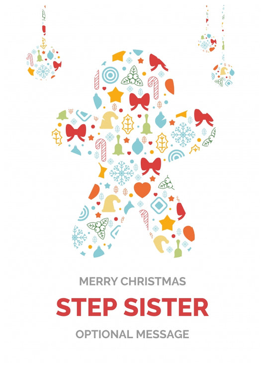 Merry Christmas Card for Step Sister - Gingerbread Man Icons