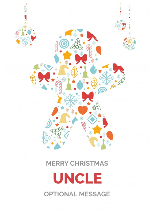 Merry Christmas Card for Uncle - Gingerbread Man Icons