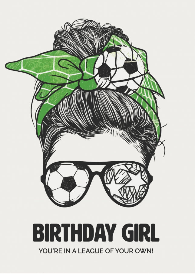 Football Birthday Card for Girls - Daughter, Sister, Granddaughter Birthday Card - Any Age 