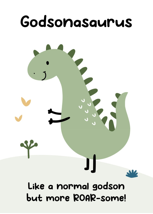 Godson Birthday Card - Dinosaur Godsonasaurus Card