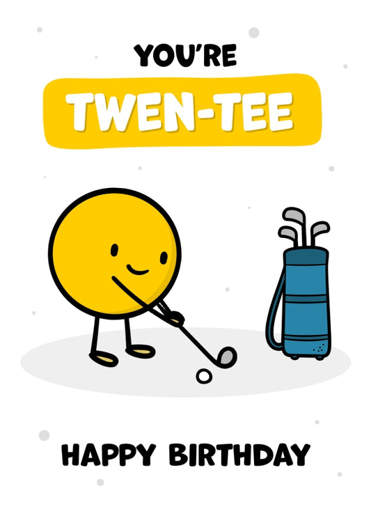 Funny Golf Birthday Cards for Men - You're Twen-tee! - 20th Birthday Card