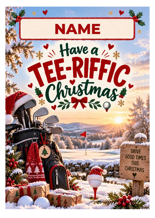 Personalised Golf Christmas Card