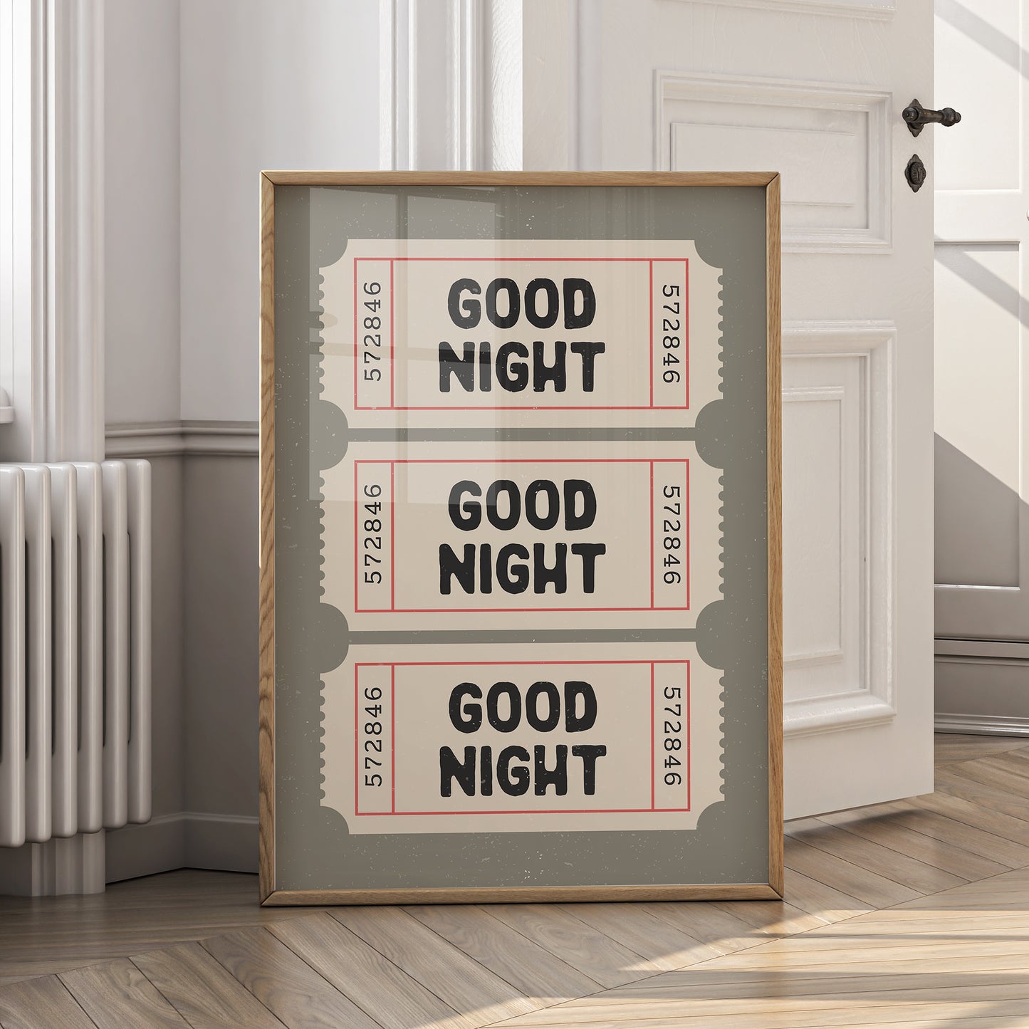 Good Night Print - Retro Ticket - Digital Download