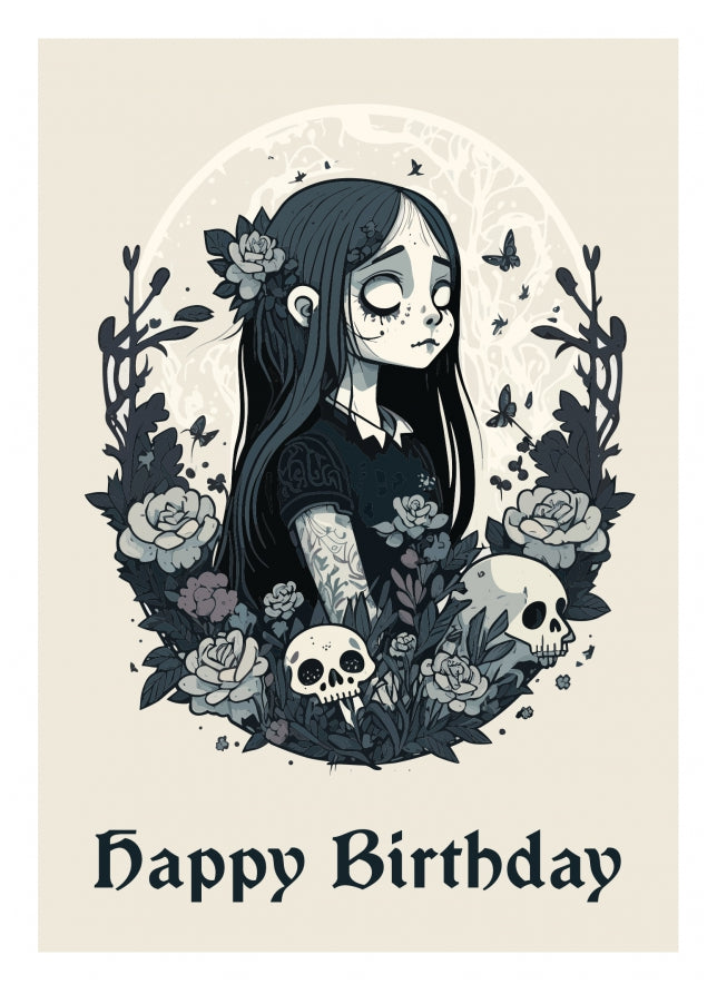 Gothic Birthday Card for Her - Goth & Horror Teenage Girl Birthday Card