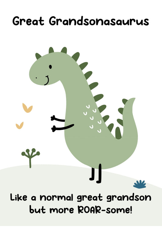 Great Grandson Birthday Card - Dinosaur Great Grandsonasaurus Card