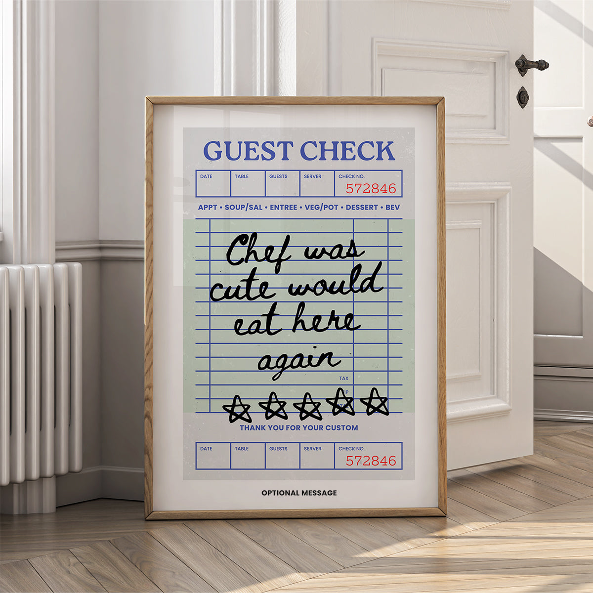 Personalised Kitchen Wall Art - Chef Was Cute Eat Here Again - {VARIATION}