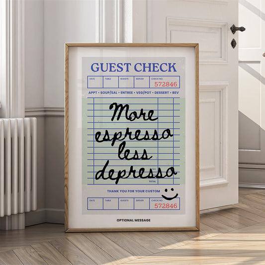 Personalised Kitchen Wall Art - More Espresso Less Depresso - {VARIATION}