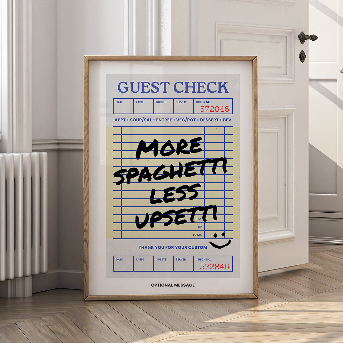 Personalised Kitchen Wall Art - More Spaghetti Less Upsetti - {VARIATION}
