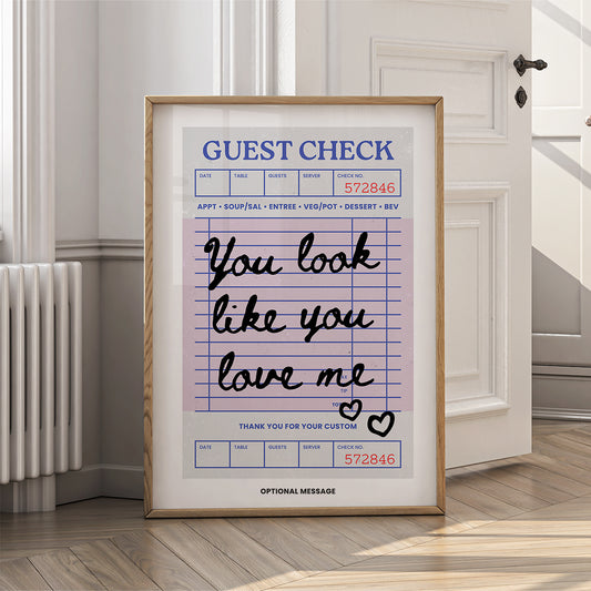 Personalised Living Room Art - You Look Like You Love Me - {VARIATION}