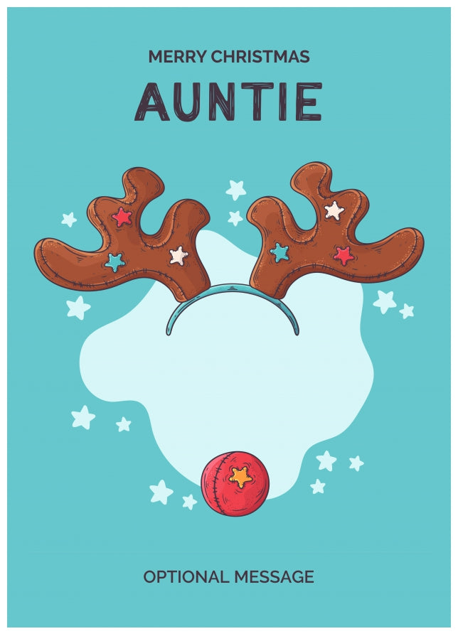 Merry Christmas Card for Auntie - Hand Drawn Antlers