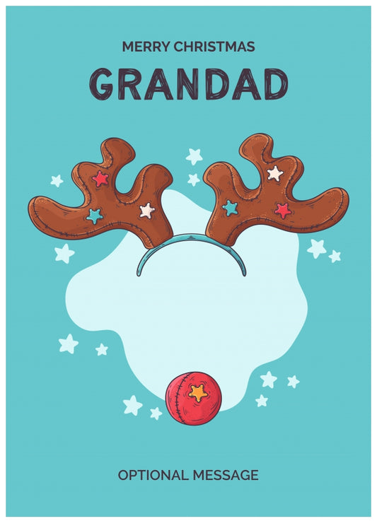 Merry Christmas Card for Grandad - Hand Drawn Antlers