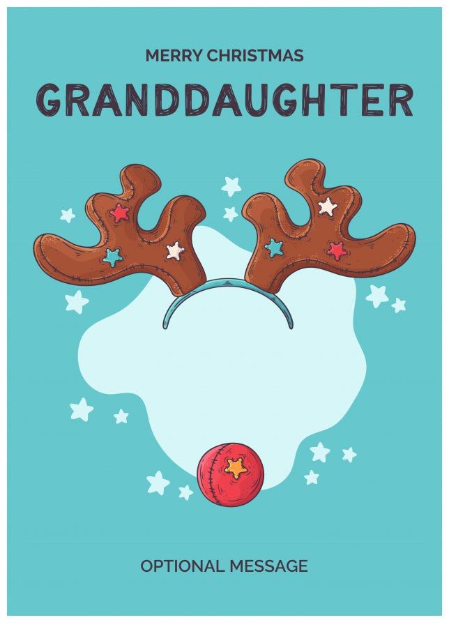 Merry Christmas Card for Granddaughter - Hand Drawn Antlers