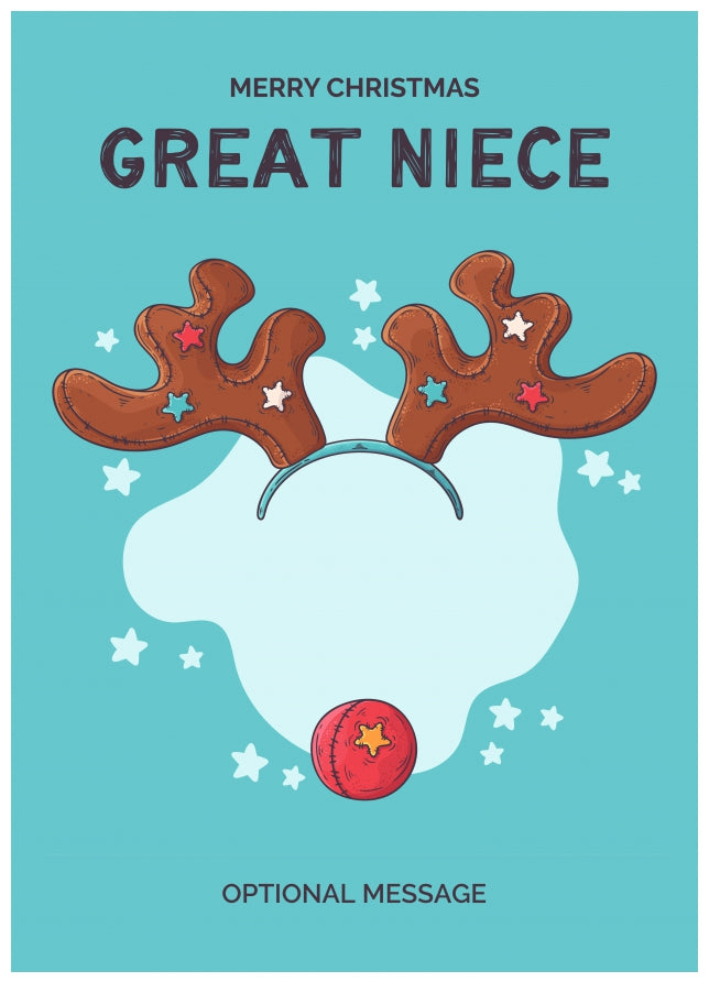 Merry Christmas Card for Great Niece - Hand Drawn Antlers