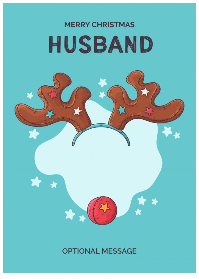 Merry Christmas Card for Husband - Hand Drawn Antlers