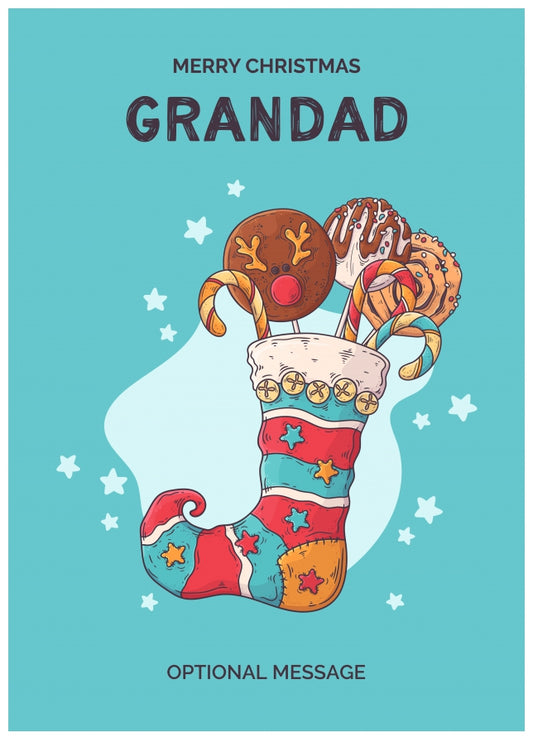 Grandad Christmas Card - Hand Drawn Stocking