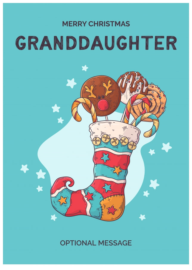 Granddaughter Christmas Card - Hand Drawn Stocking