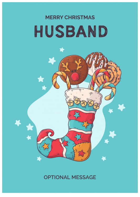 Husband Christmas Card - Hand Drawn Stocking