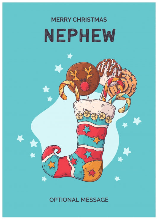 Nephew Christmas Card - Hand Drawn Stocking