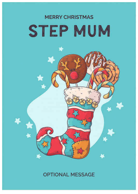 Step Mum Christmas Card - Hand Drawn Stocking