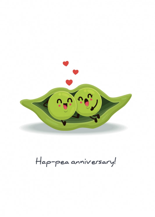 Funny Anniversary Card for Wife or Husband - Hap-pea Anniversary Card - Pea Pun