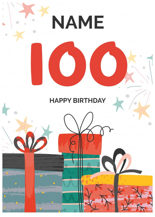 Happy 100th Birthday Card - Fun Presents Design