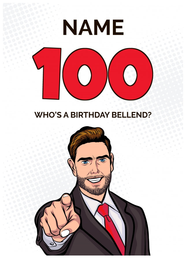 Happy 100th Birthday Card - Who's a Birthday Bellend!