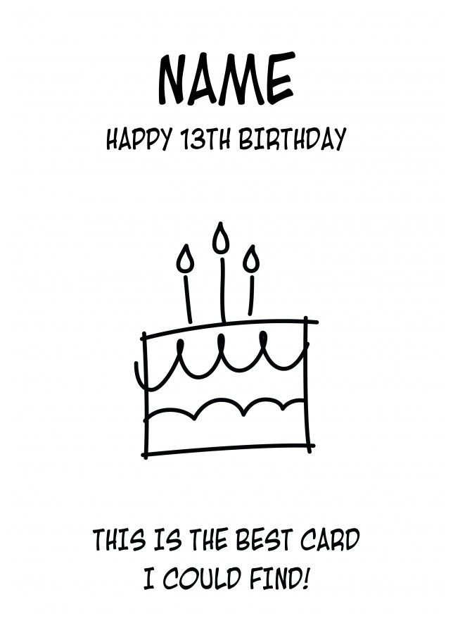 Happy 13th Birthday Card - Best Card I Could Find!