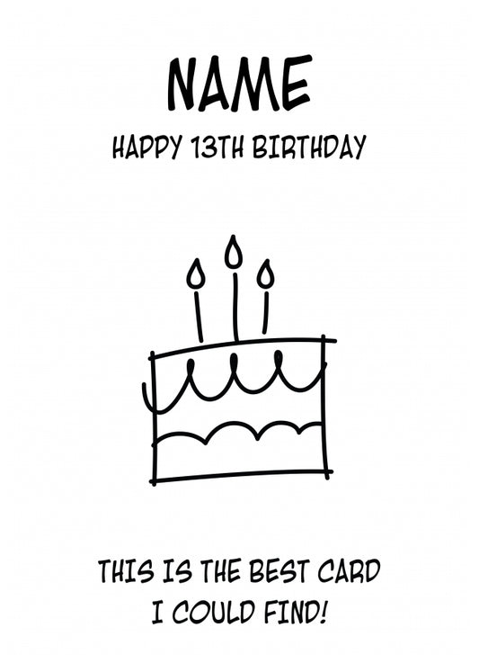 Happy 13th Birthday Card - Best Card I Could Find!