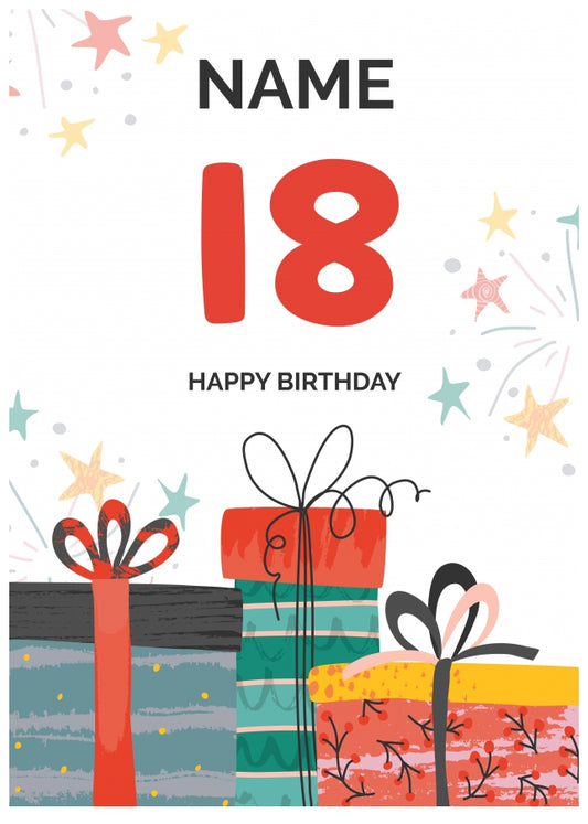 Happy 18th Birthday Card - Fun Presents Design