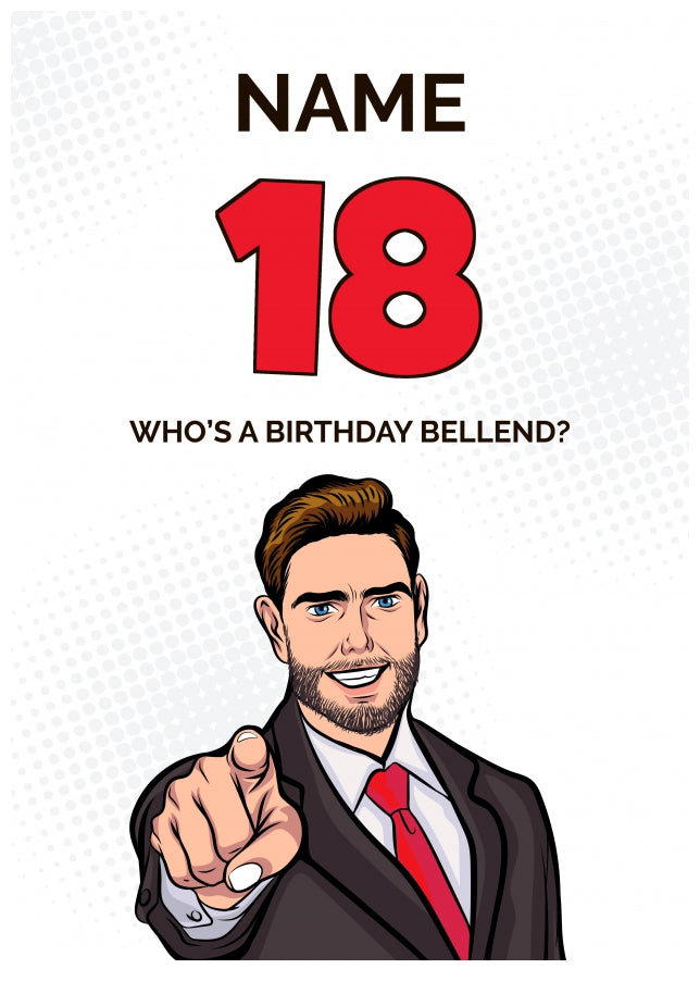 Happy 18th Birthday Card - Who's a Birthday Bellend!