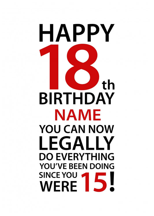 Funny 18th Birthday Card for Son or Daughter