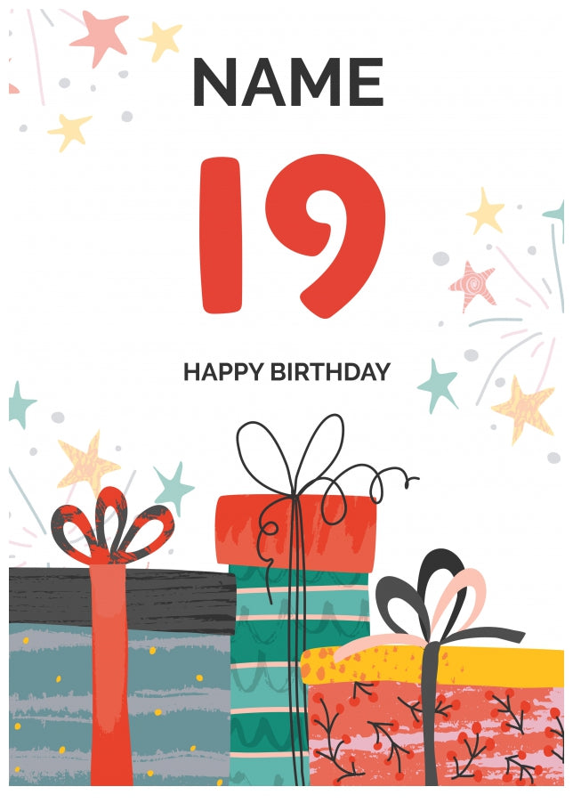 Happy 19th Birthday Card - Fun Presents Design