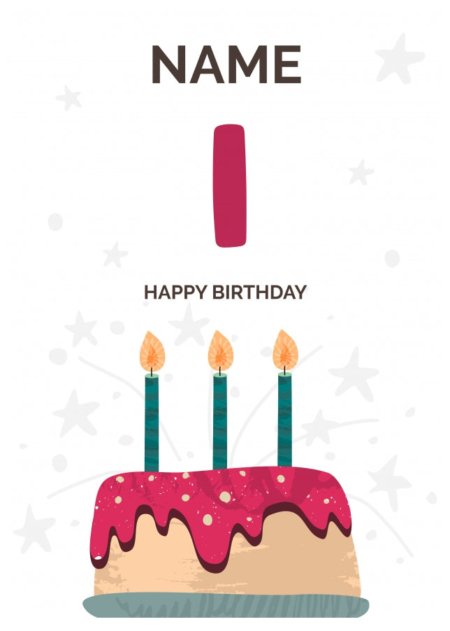 Happy 1st Birthday Card - Fun Birthday Cake Design