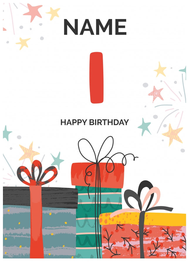 Happy 1st Birthday Card - Fun Presents Design